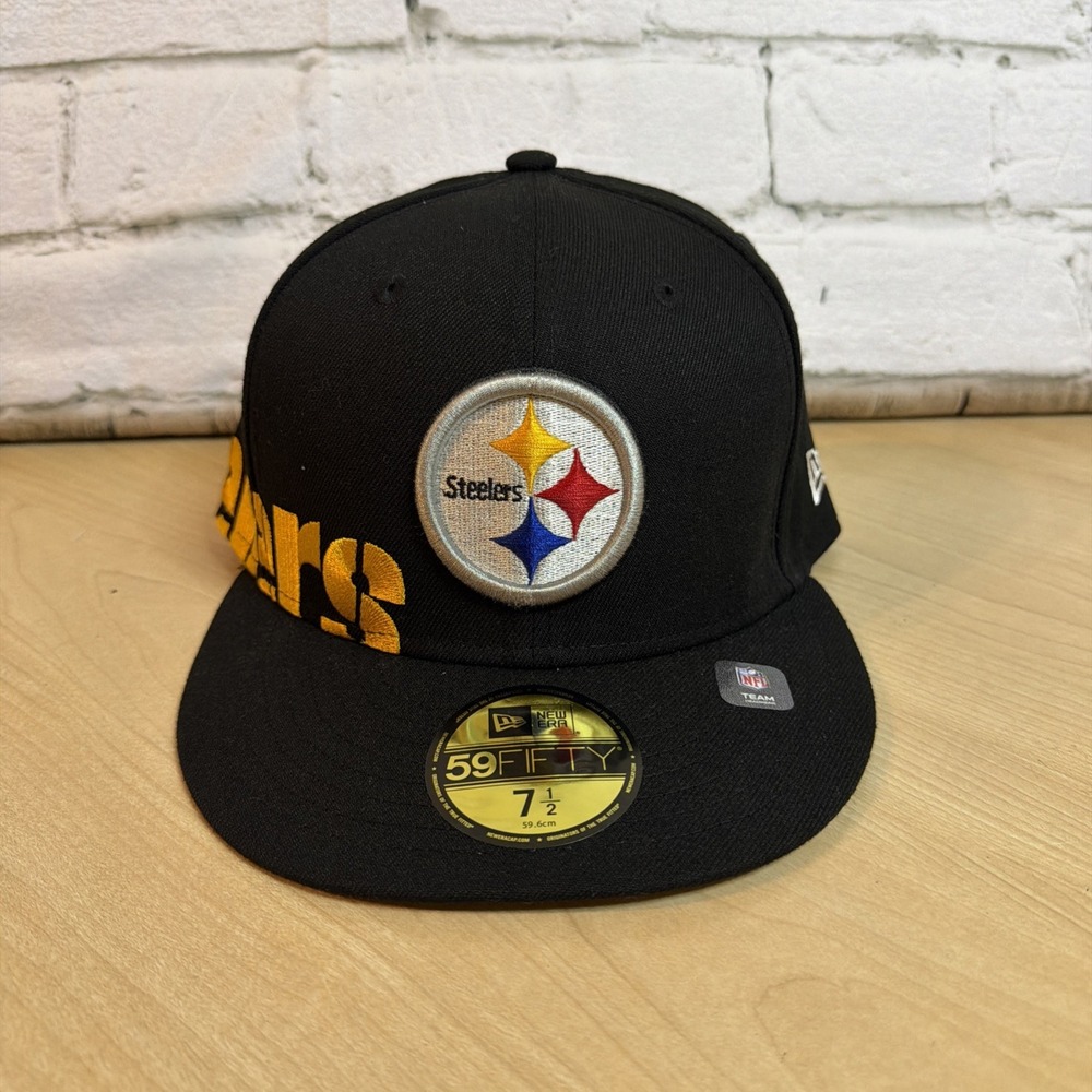 Pittsburgh Steelers Side Split NFL New Era 59FIFTY fitted cap hat black 7 1/2